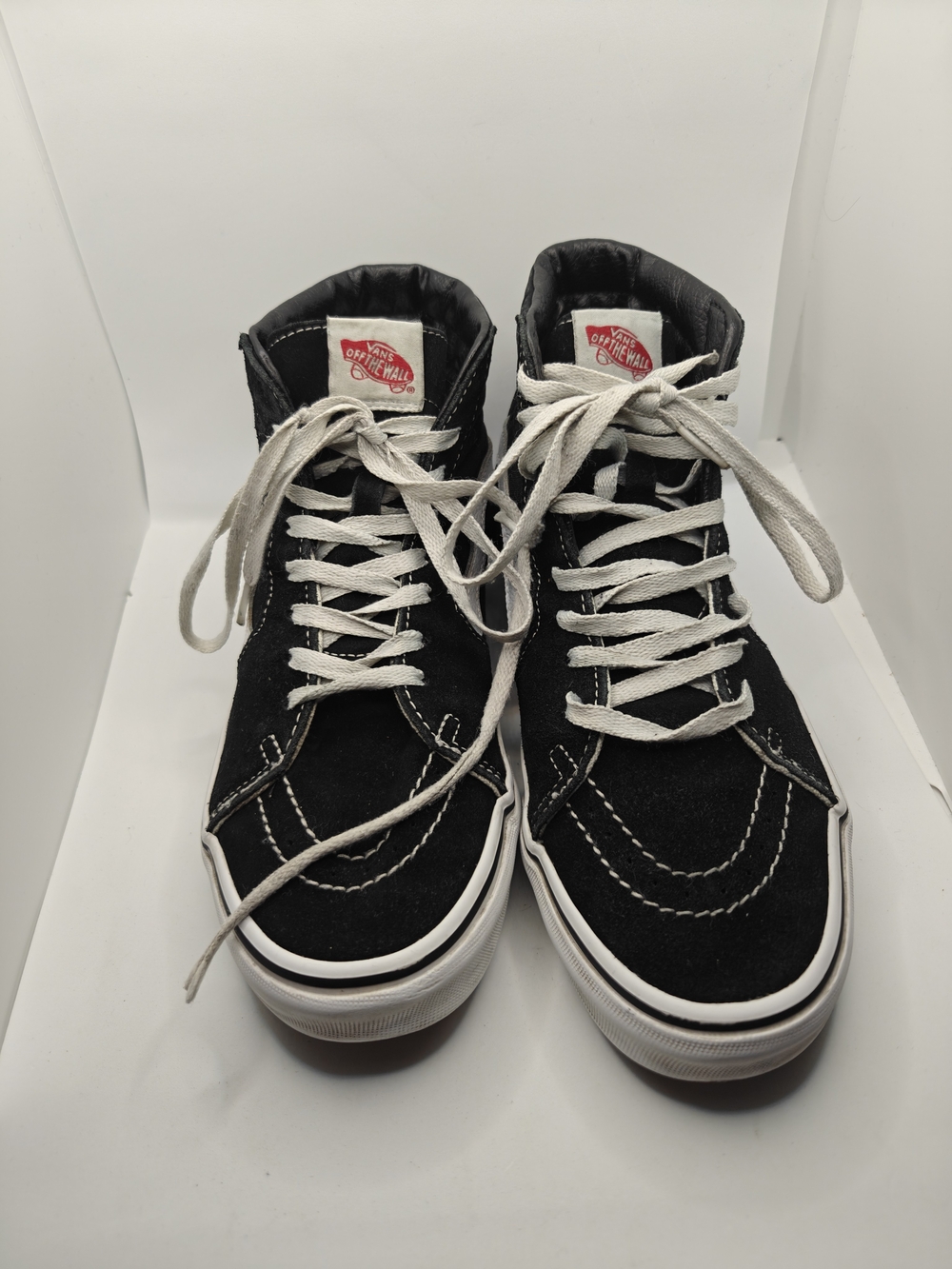 Vans Black Suede High-Top Sneakers with White Laces